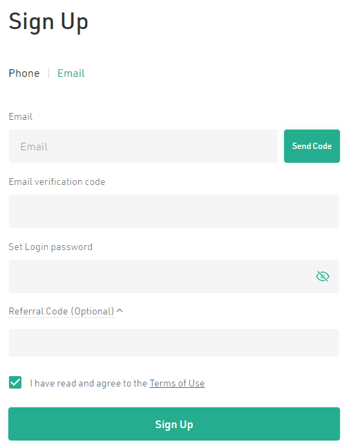 KYC - Sign Up Page