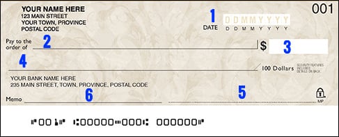 Sample blank Canadian cheque