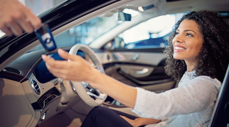 Woman buying car