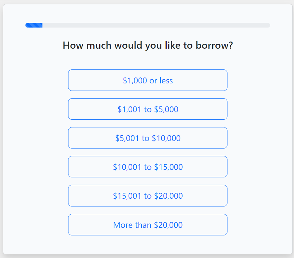 Loans Canada application step 1