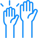 Image: Supplied raising hands to help